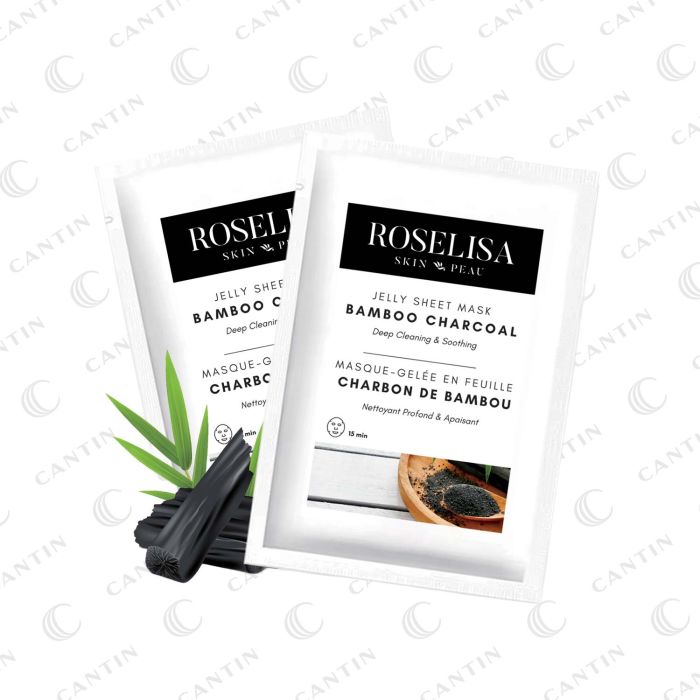 MASQUES EN FEUILLE EN GELÉE CHARBON DE BAMBOU (10 UNITÉS) ROSELISA