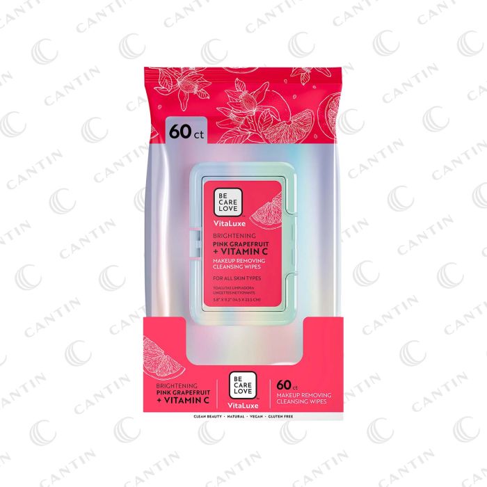 LINGETTES DÉMAQUILLANTES BRIGHTENING PAMPLEMOUSSE + VITAMINE C 60 par paquet #BCL67012 VITALUXE